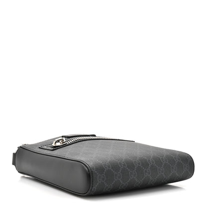 Gucci GG Supreme Monogram Web Small Flat Messenger Bag Black Grey 4 of 10