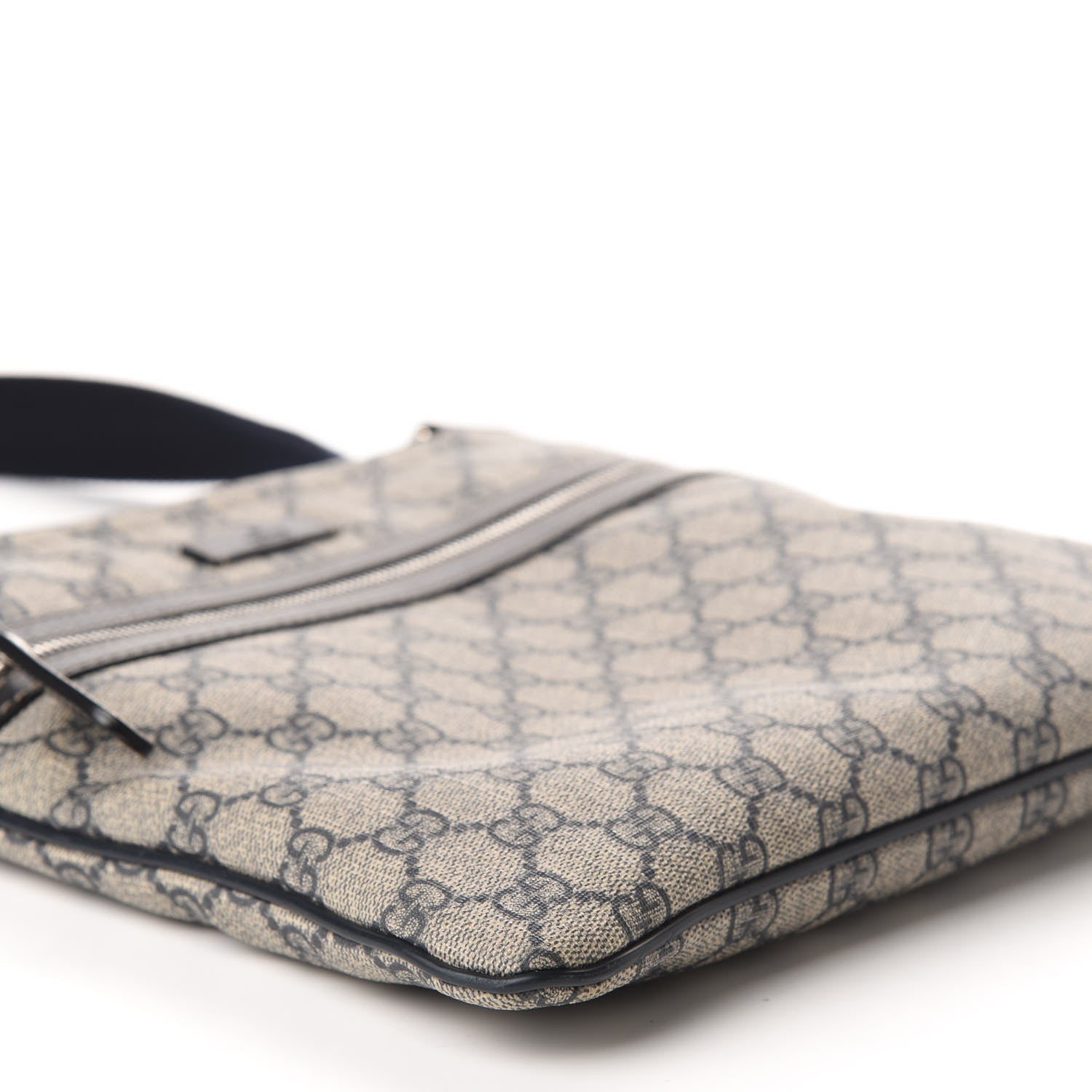 Gucci GG Supreme Monogram Small Flat Side Zip Messenger Bag Beige Blue 5 of 11