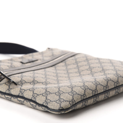 Gucci GG Supreme Monogram Small Flat Side Zip Messenger Bag Beige Blue 5 of 11