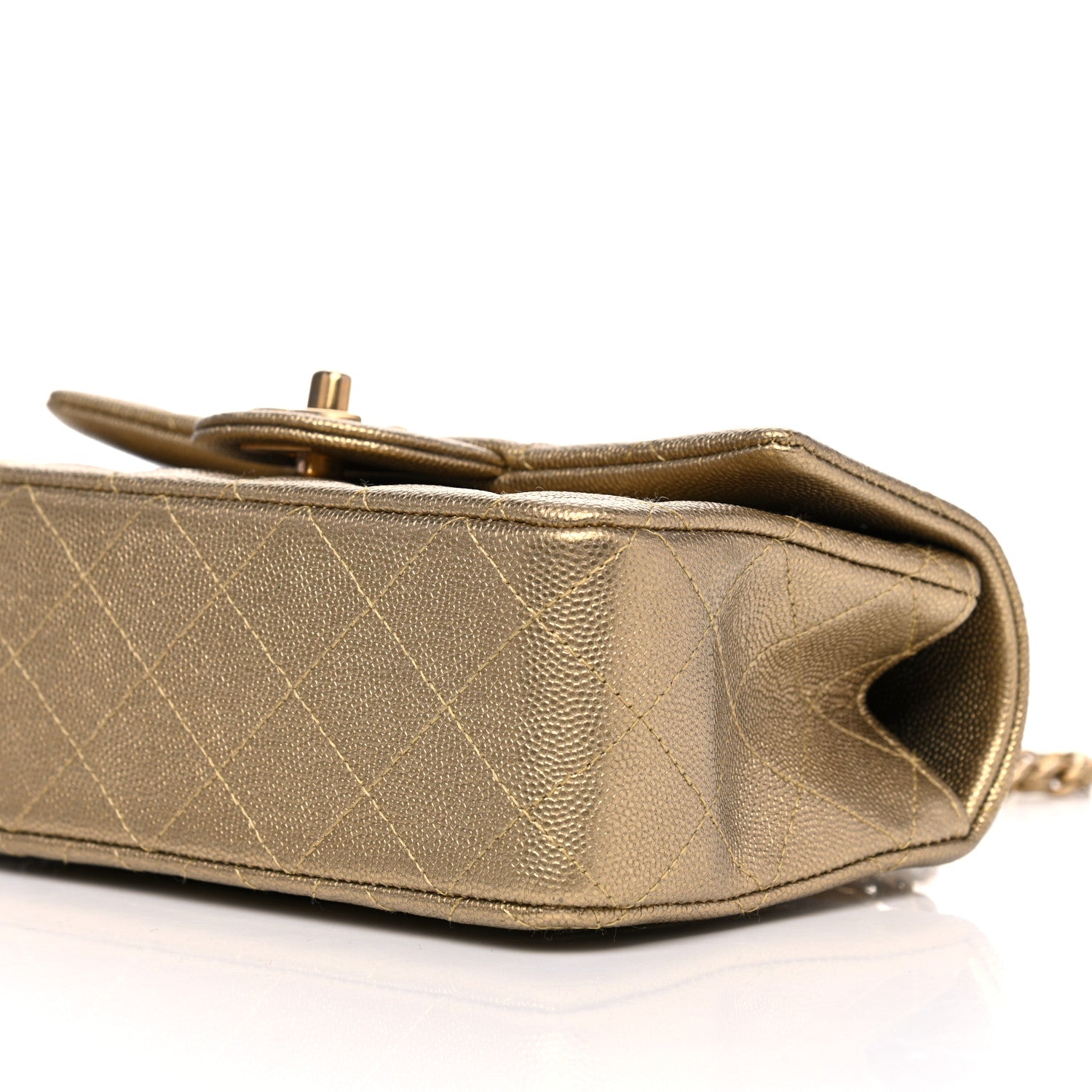 Chanel Metallic Caviar Quilted Mini Top Handle Rectangular Flap Gold 9 of 9