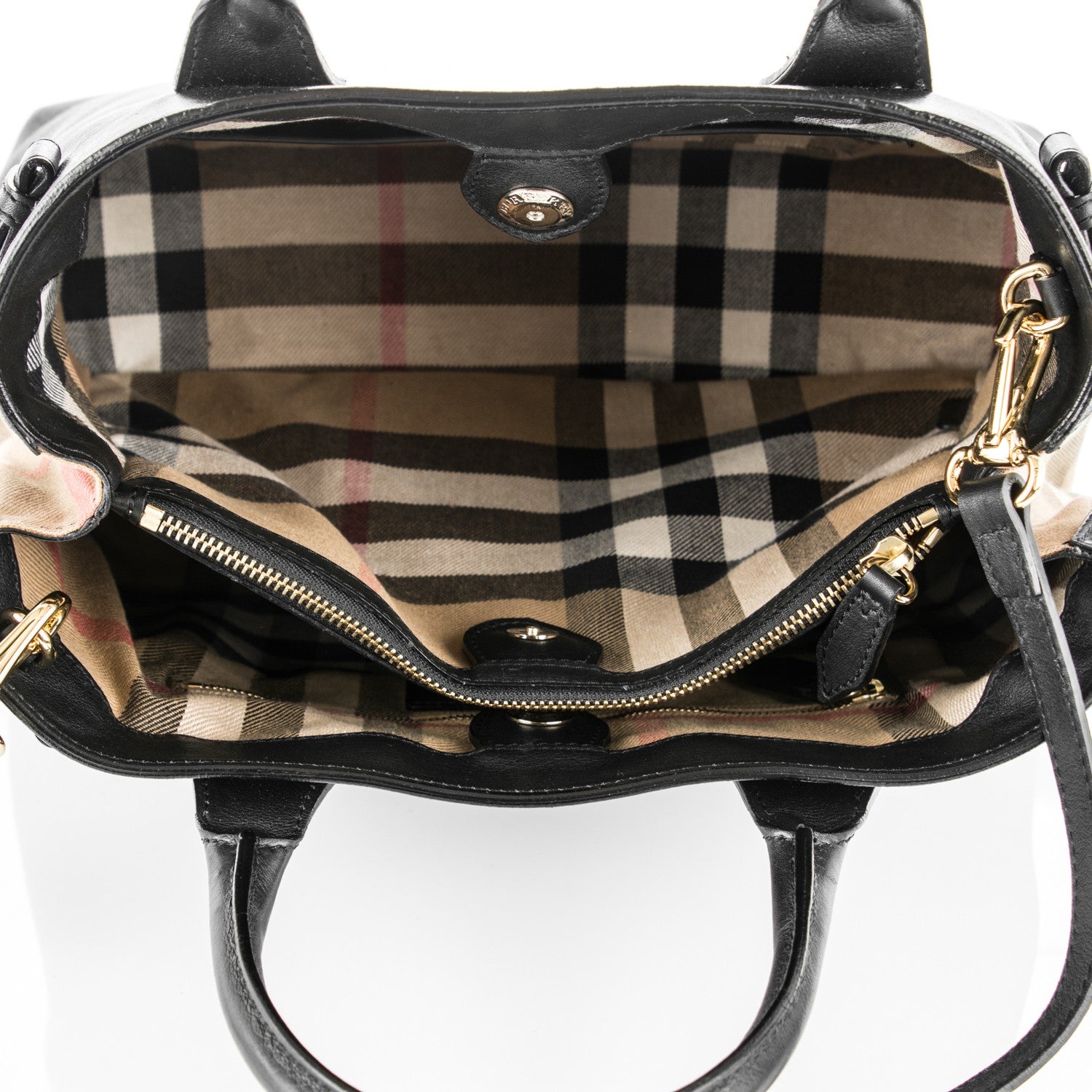 Burberry Calfskin House Check Medium Banner Tote Black 5 of 8