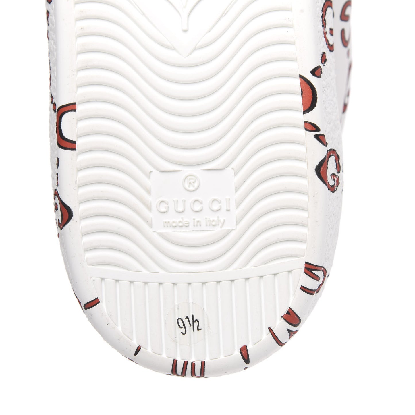 Calfskin GucciGhost Print Mens Ace Sneakers 9.5 White Hibiscus Red