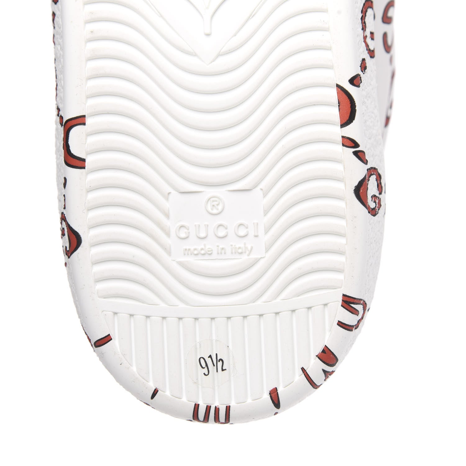 Gucci Calfskin GucciGhost Print Mens Ace Sneakers 9.5 White Hibiscus Red 7 of 9