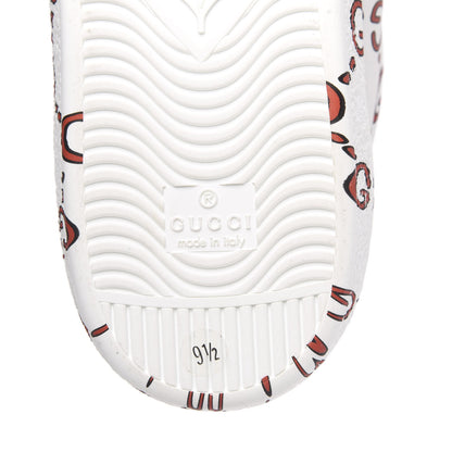 Gucci Calfskin GucciGhost Print Mens Ace Sneakers 9.5 White Hibiscus Red 7 of 9