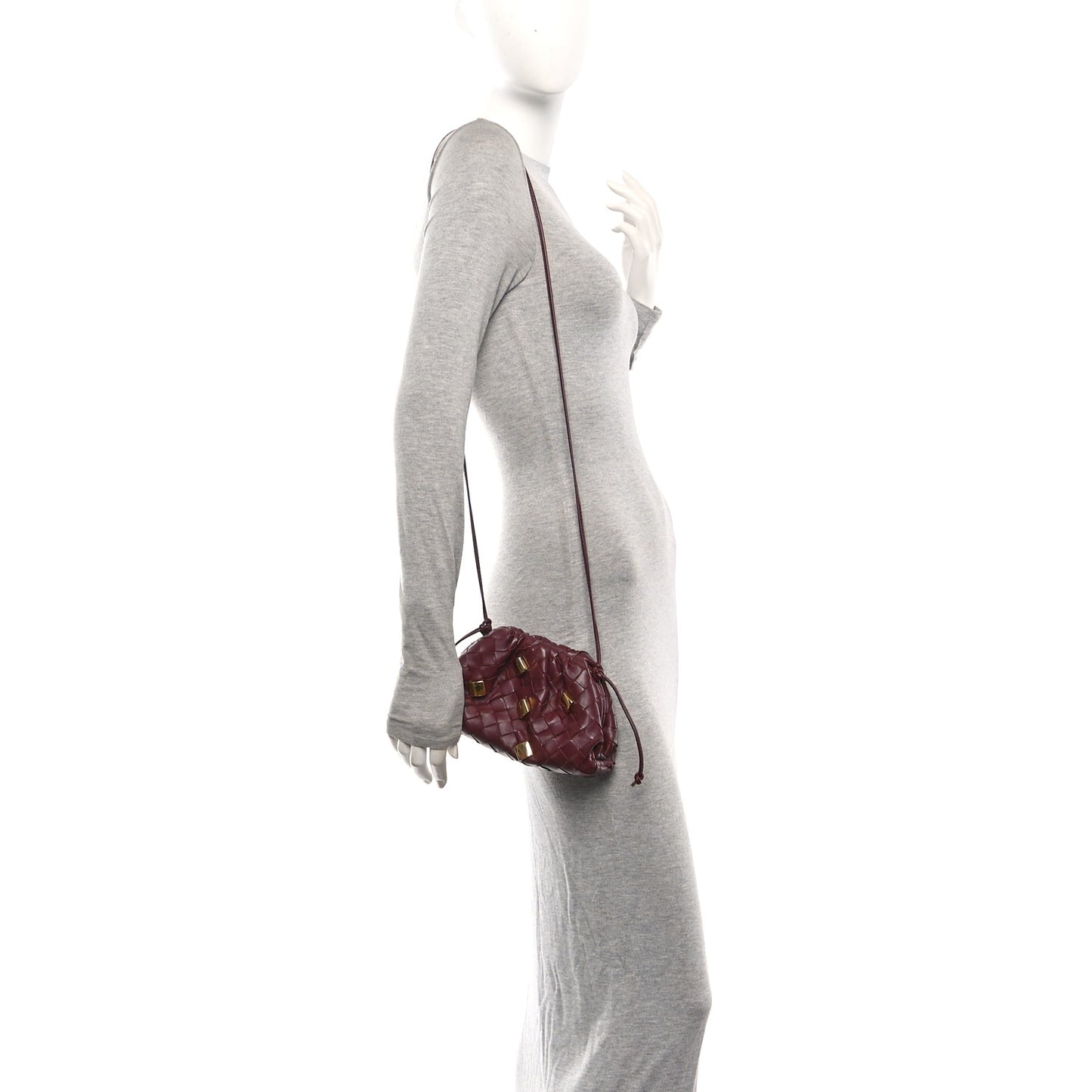 Nappa Intrecciato Studded The Mini Pouch Barolo