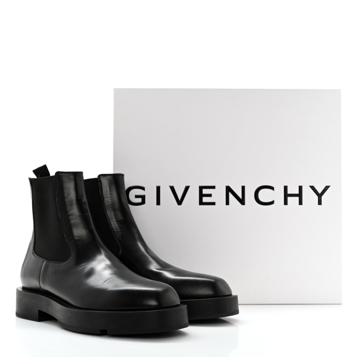 Calfskin Square Chelsea Boots 37 Black