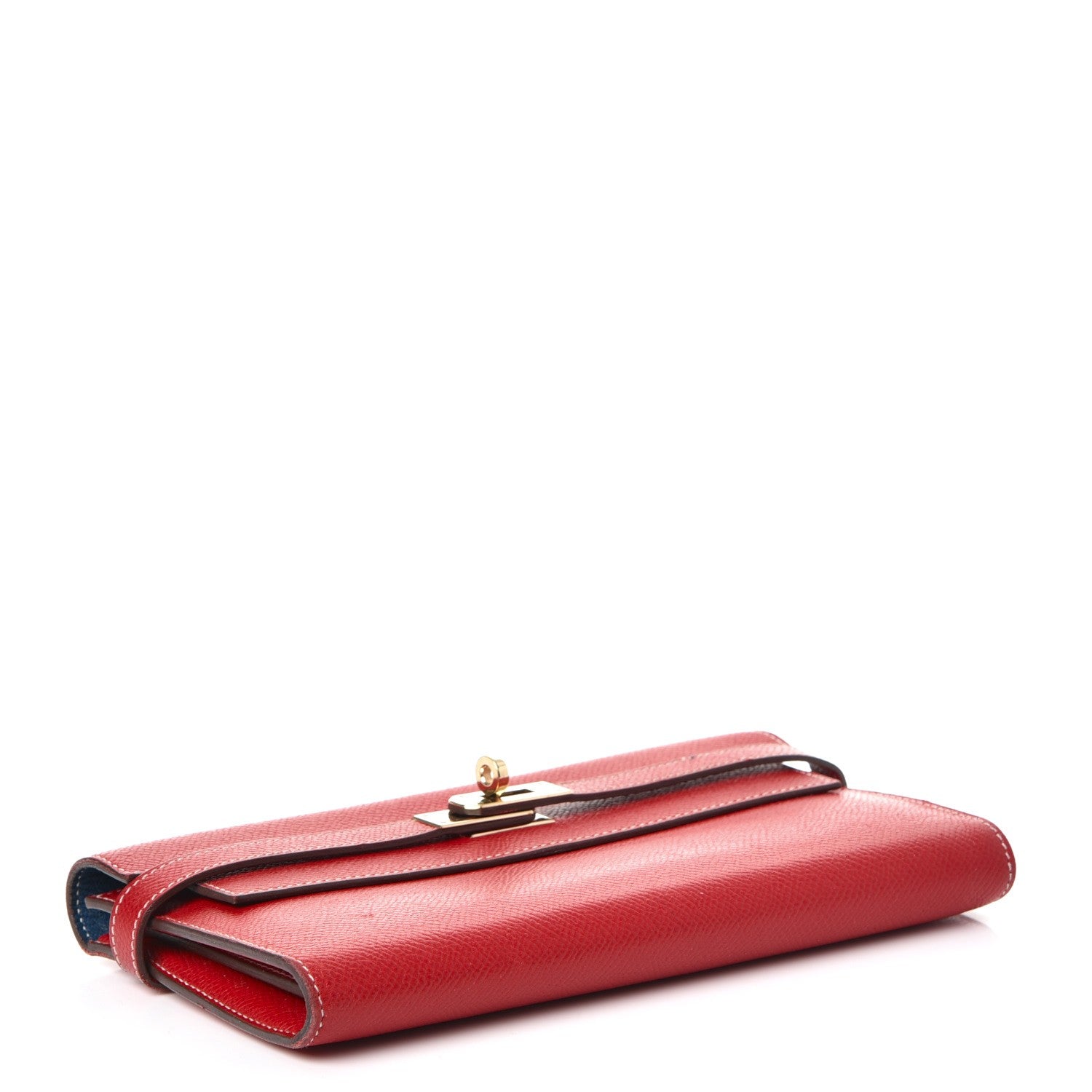 Hermes Epsom Kelly Longue Wallet Rouge Casaque Bleu Thalassa 4 of 9