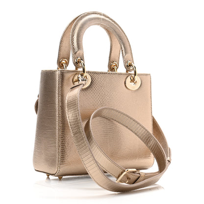 Christian Dior Metallic Lizard Small Lady Dior Gold 3 of 9