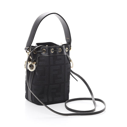 Fendi Canvas Vitello King F is Fendi FF Embroidered Mini Mon Tresor Bucket Bag Black 2 of 7