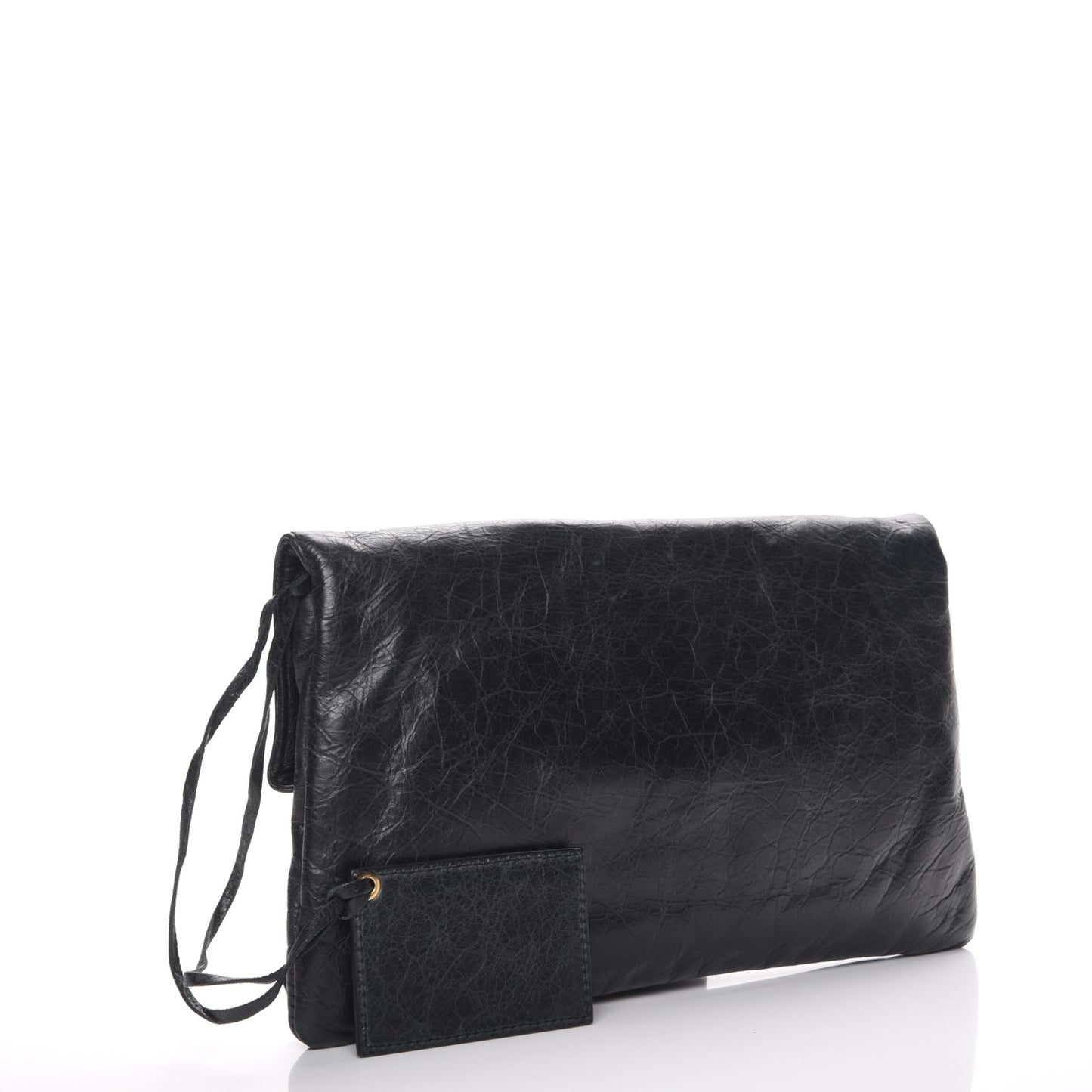 Agneau Giant 21 Gold Hardware Envelope Clutch Black