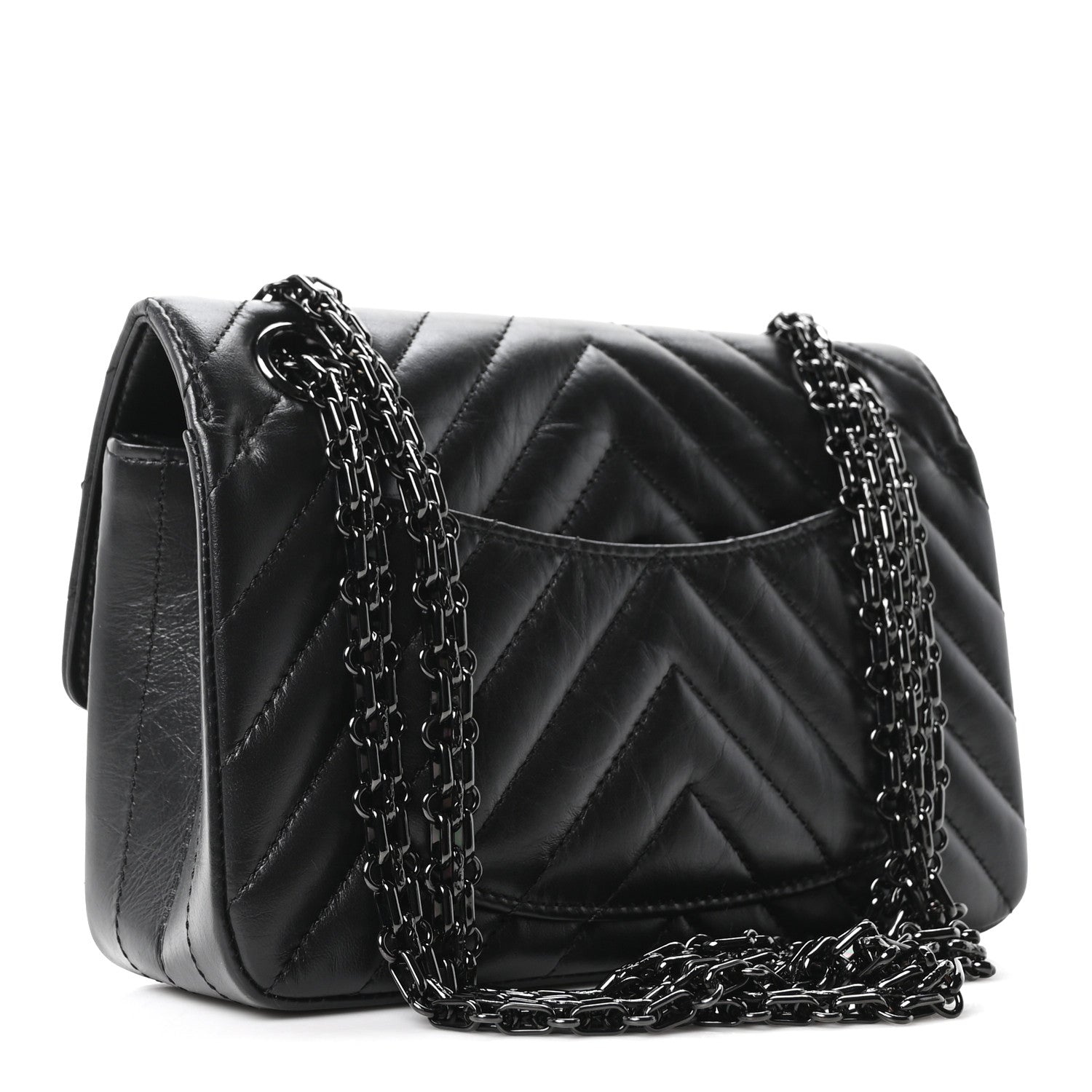 Chanel Aged Calfskin Chevron Quilted 2.55 Reissue Mini Flap So Black 3 of 11