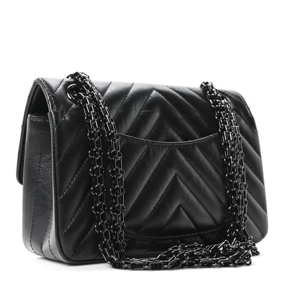 Chanel Aged Calfskin Chevron Quilted 2.55 Reissue Mini Flap So Black 3 of 11