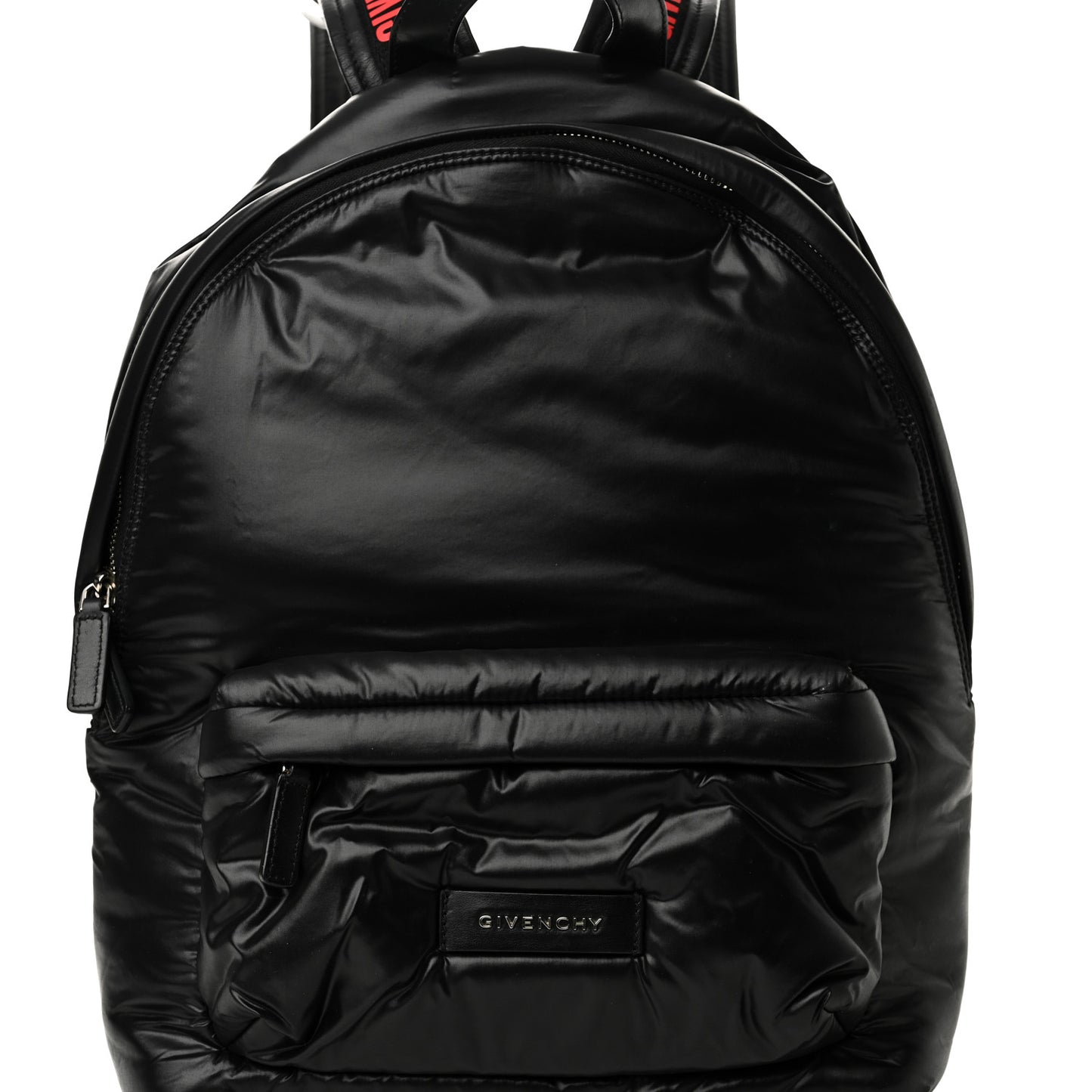 Padded Nylon Small Backpack Black Red