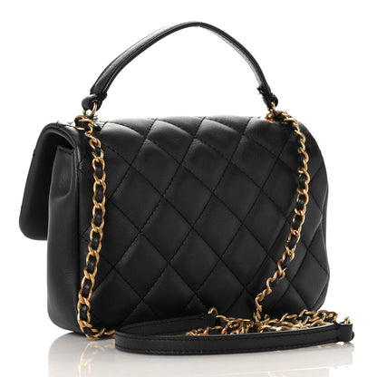 Chanel Calfskin Quilted Top Handle Flap Black 3 of 10