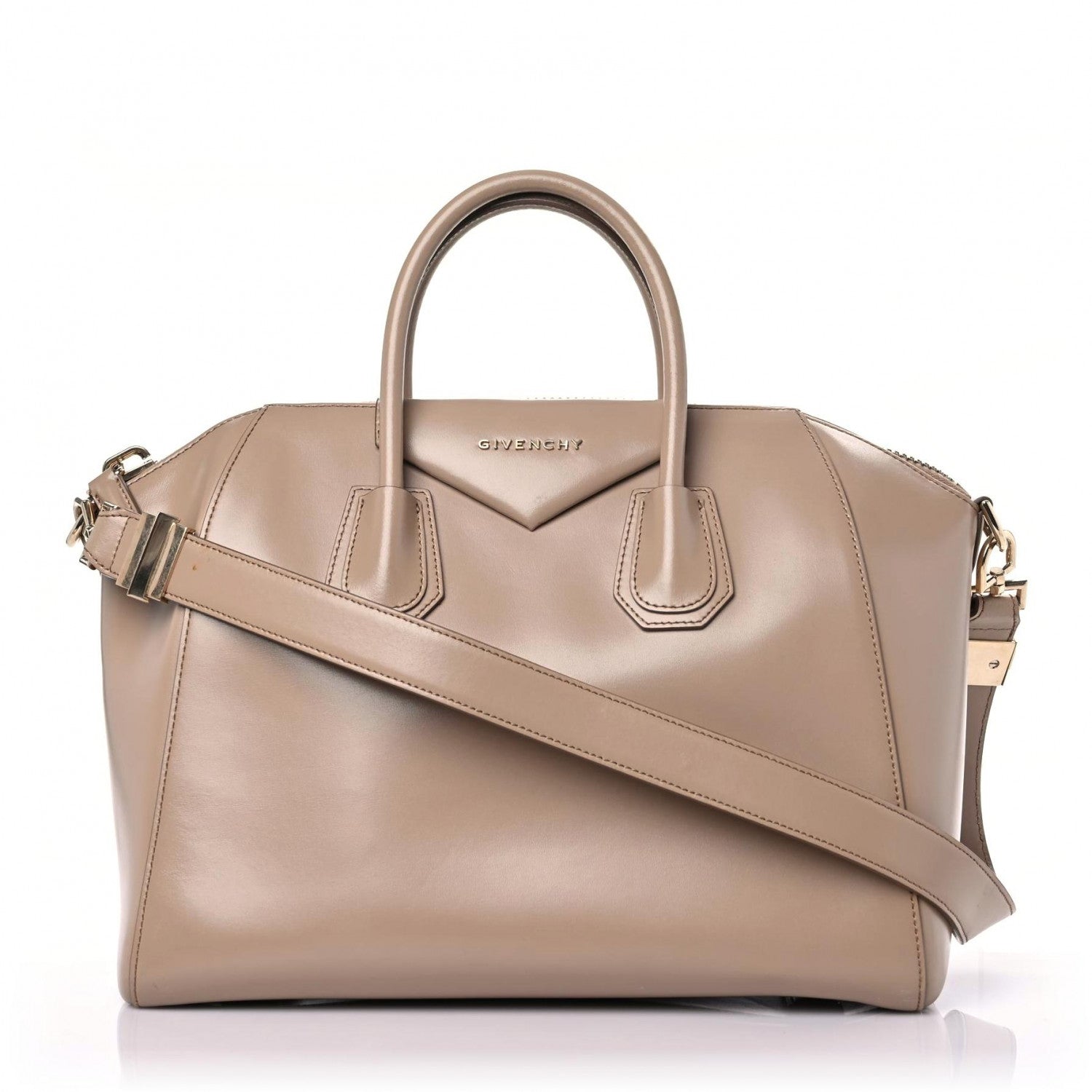 Givenchy Shiny Lord Calfskin Medium Antigona Dark Beige 1 of 17