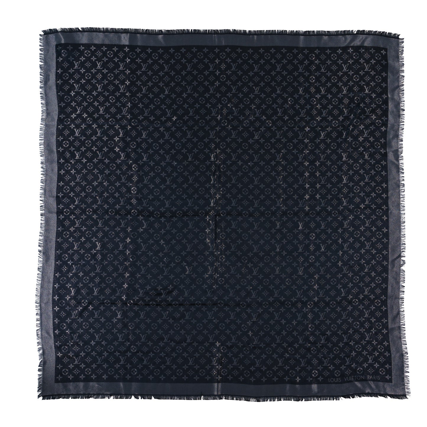 Silk Lurex Wool Monogram Shine Shawl Black