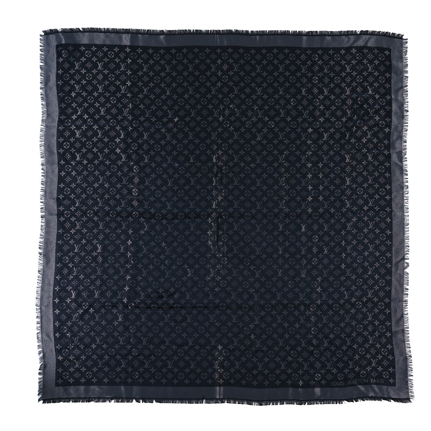 Louis Vuitton Silk Lurex Wool Monogram Shine Shawl Black 1 of 3