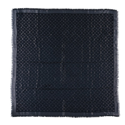 Louis Vuitton Silk Lurex Wool Monogram Shine Shawl Black 1 of 3