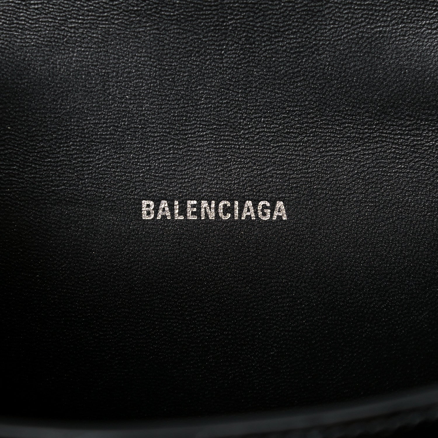 Balenciaga Shiny Calfskin Monochrome Crocodile Embossed Hourglass Top Handle Bag XS Black 6 of 10