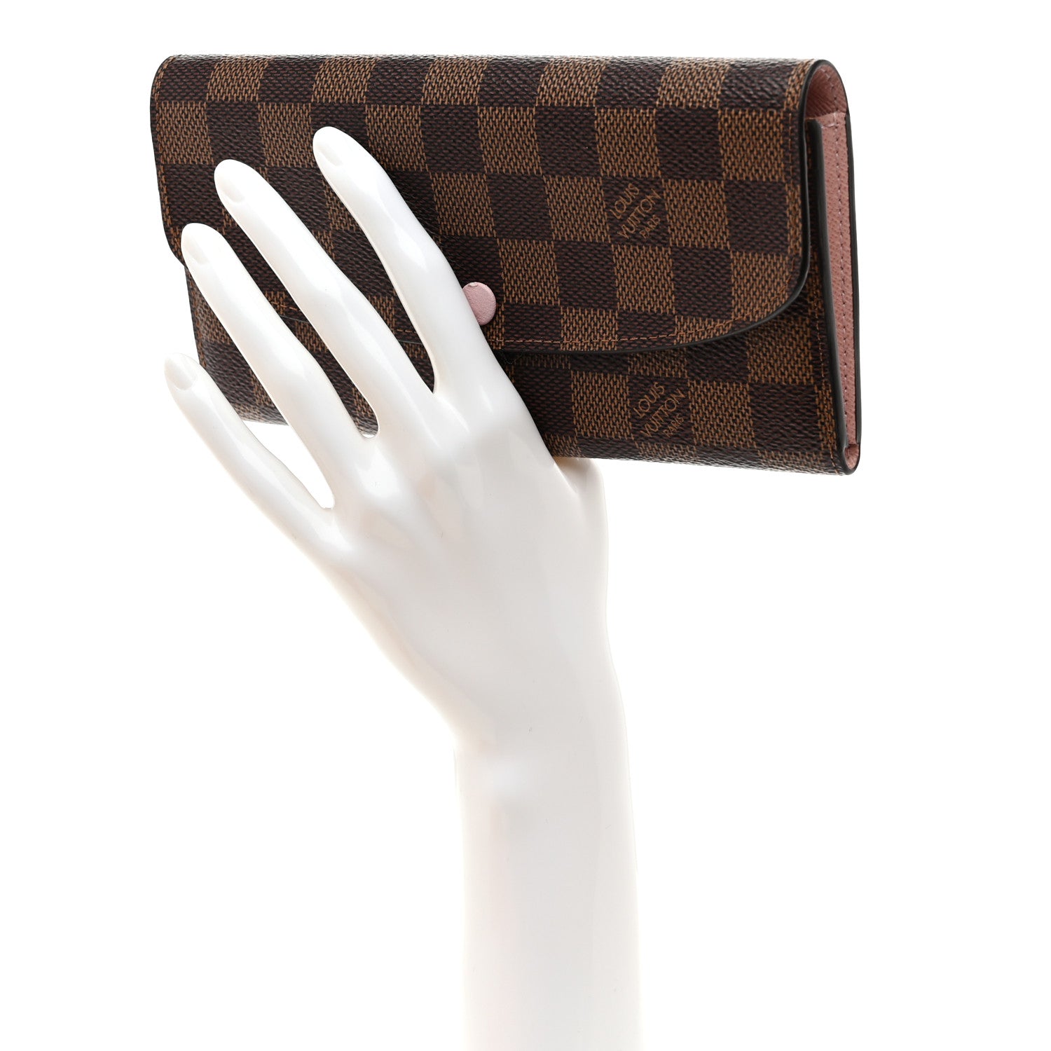 Louis Vuitton Damier Ebene Emilie Wallet Rose Ballerine 2 of 7