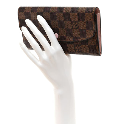 Louis Vuitton Damier Ebene Emilie Wallet Rose Ballerine 2 of 7
