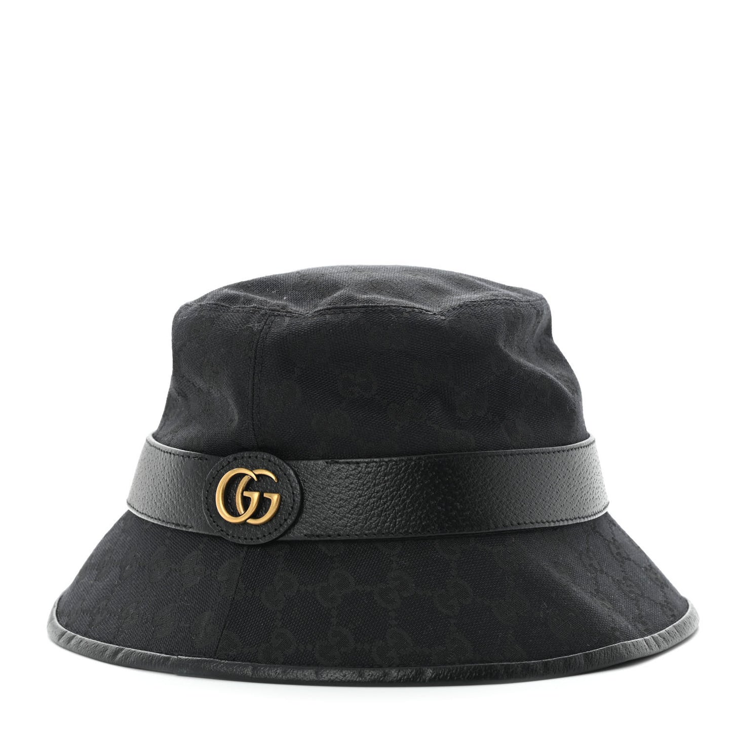 Monogram Textured Dollar Calfskin GG Jago Bucket Hat Black