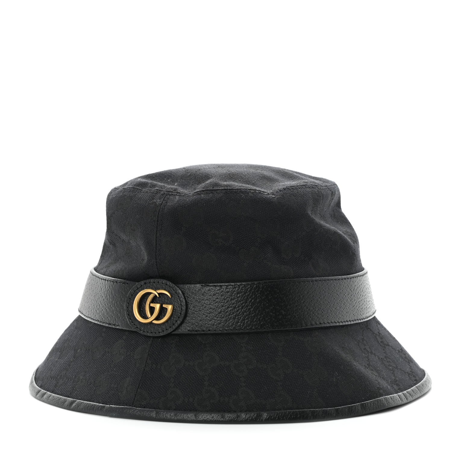 Gucci Monogram Textured Dollar Calfskin GG Jago Bucket Hat Black 1 of 9