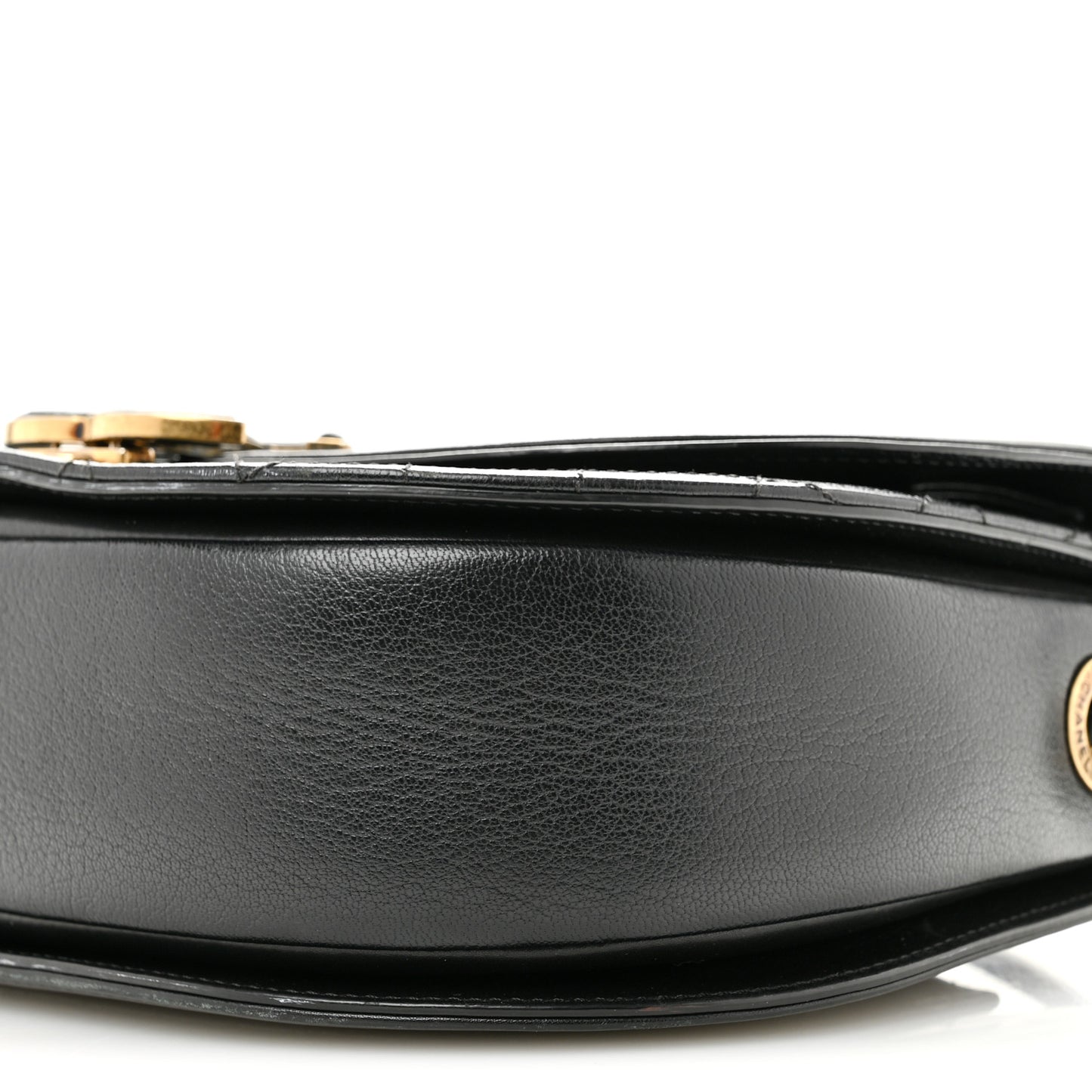Shiny Calfskin Goatskin Quilted Medium Coco Curve Messenger Flap Black