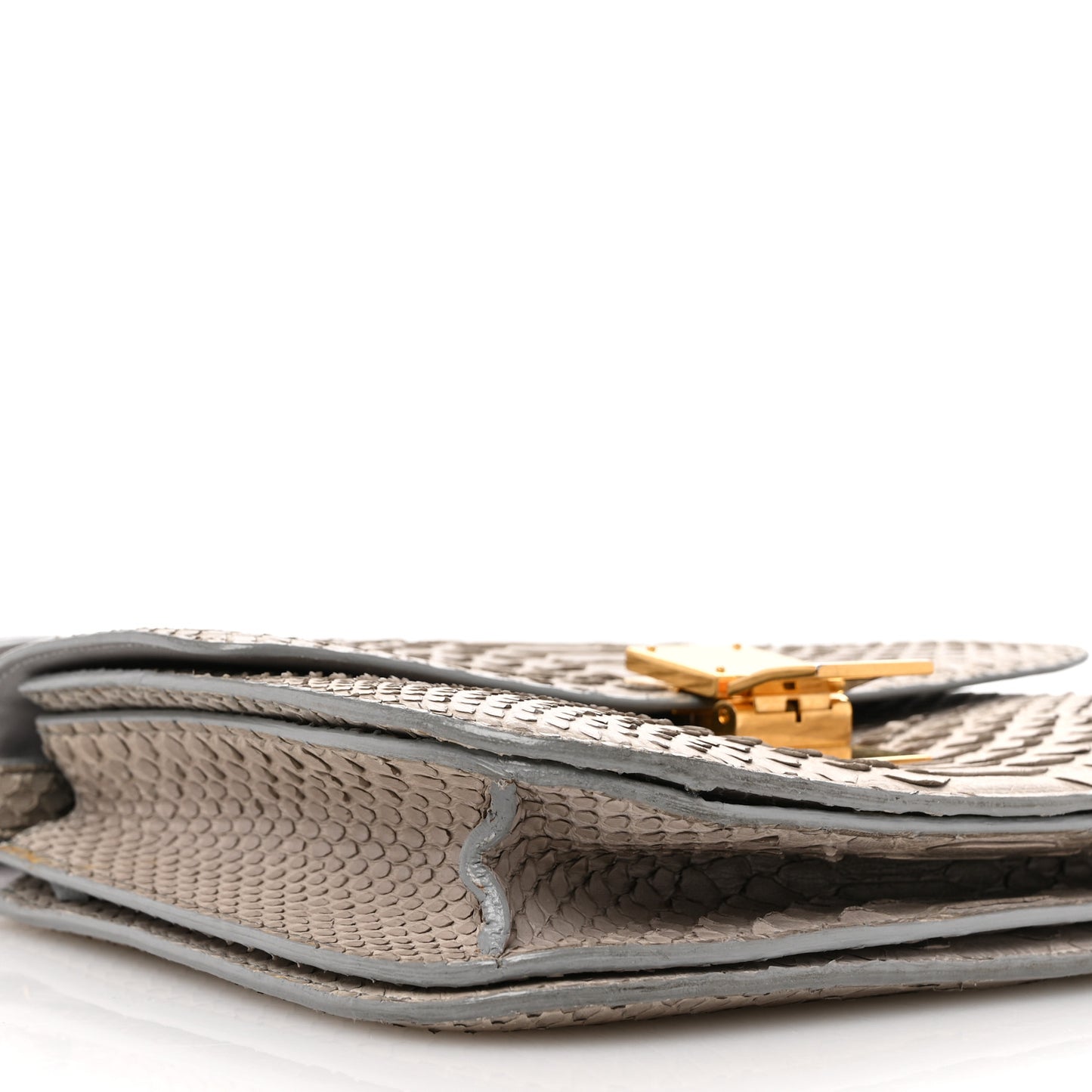 Snakeskin Medium Classic Box Flap Bag Grey