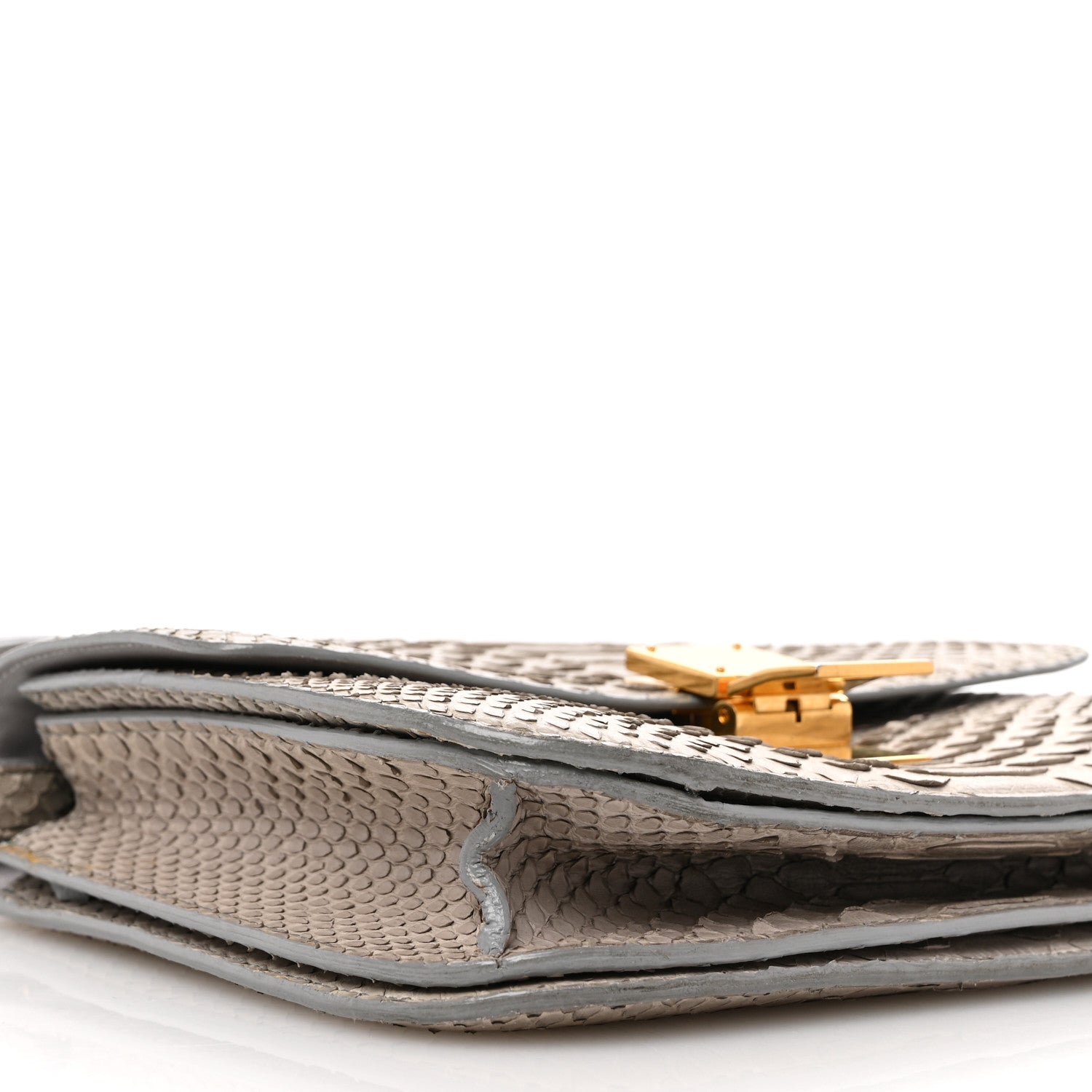 Celine Snakeskin Medium Classic Box Flap Bag Grey 8 of 11