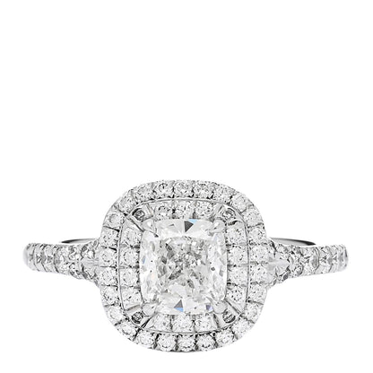 Tiffany Platinum Diamond .71ct Soleste Cushion Cut Double Halo Engagement Ring 48 4.5 1 of 7