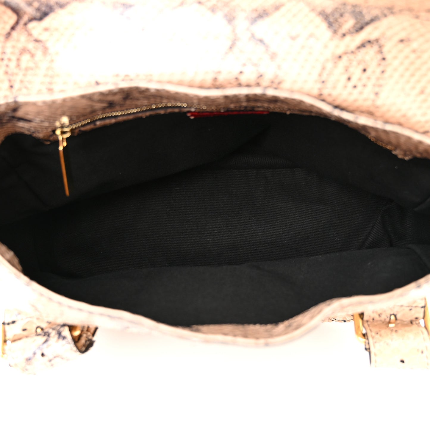 Snakeskin Braided Satchel Beige