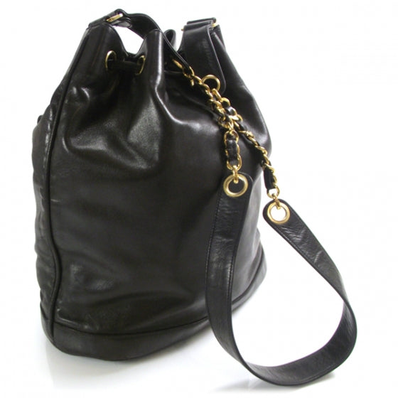 Chanel Lambskin Drawstring Bag Black 3 of 14