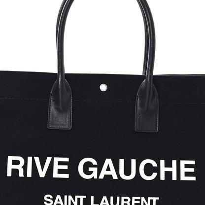 Saint Laurent Linen Calfskin Rive Gauche Tote Black 8 of 10