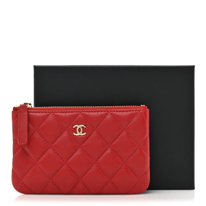 Chanel Lambskin Quilted Small Cosmetic Case Red 8 of 8
