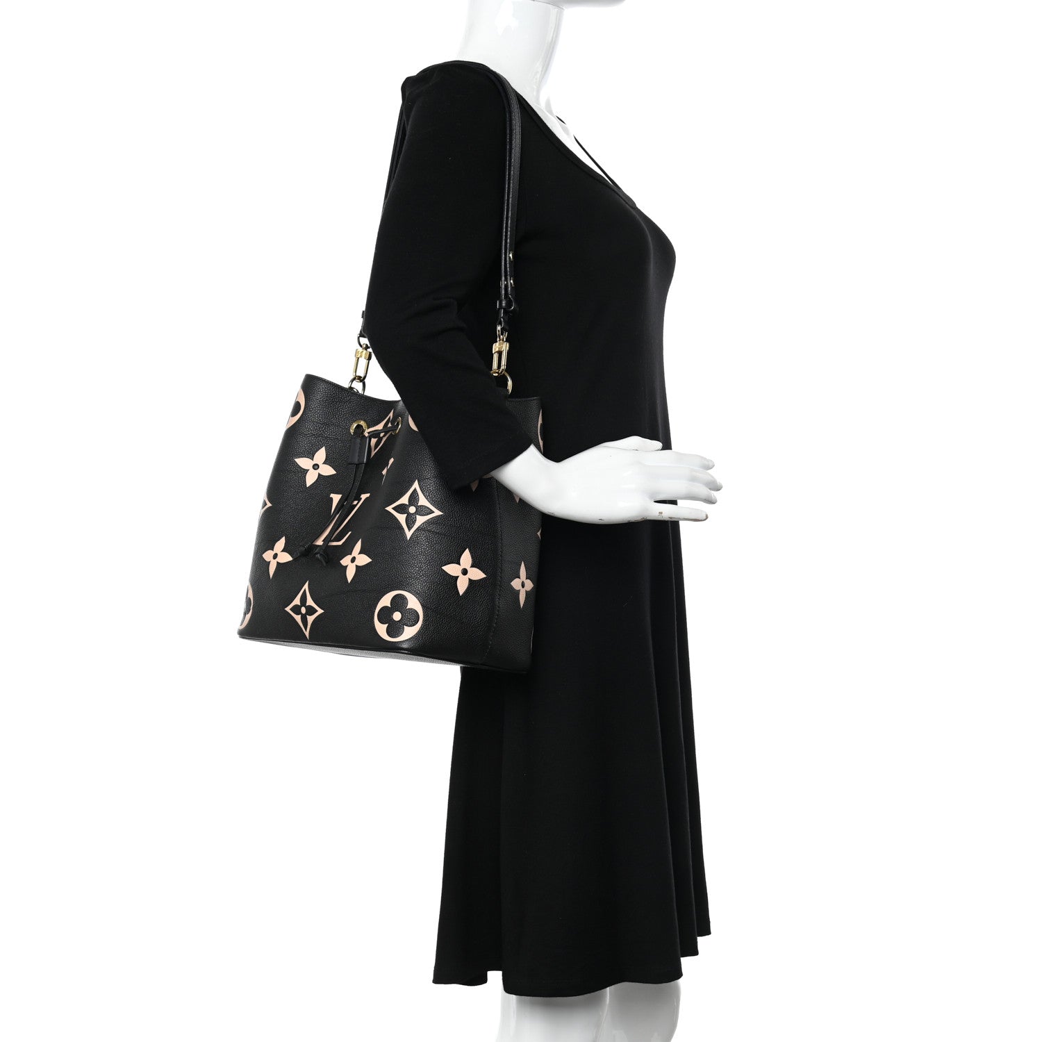 Louis Vuitton Empreinte Monogram Giant Neonoe MM Black Beige 2 of 12