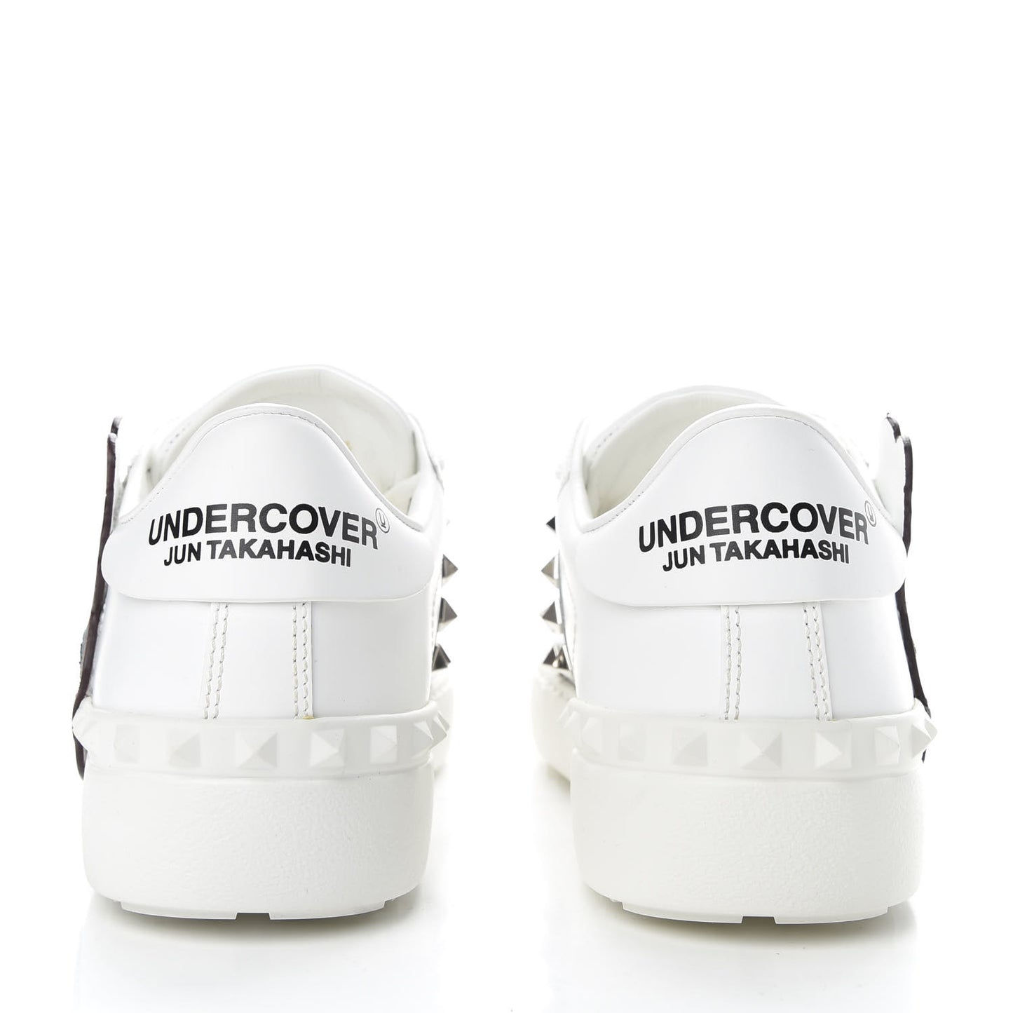 X UNDERCOVER Calfskin Butterfly Womens Rockstud Untitled Open Sneakers 39 White Silver