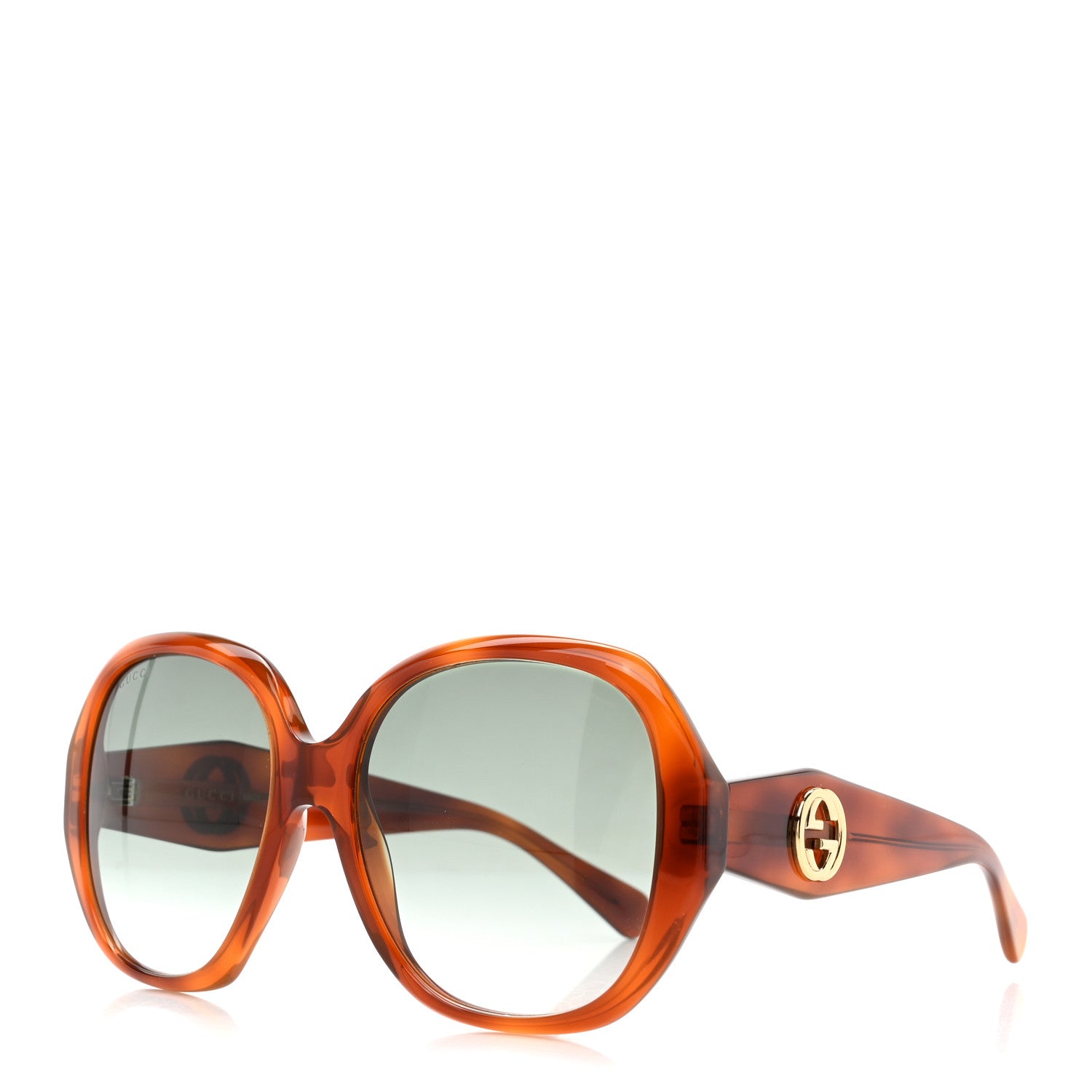 Gucci Acetate Round Frame Sunglasses GG0796S  Tortoise 1 of 8