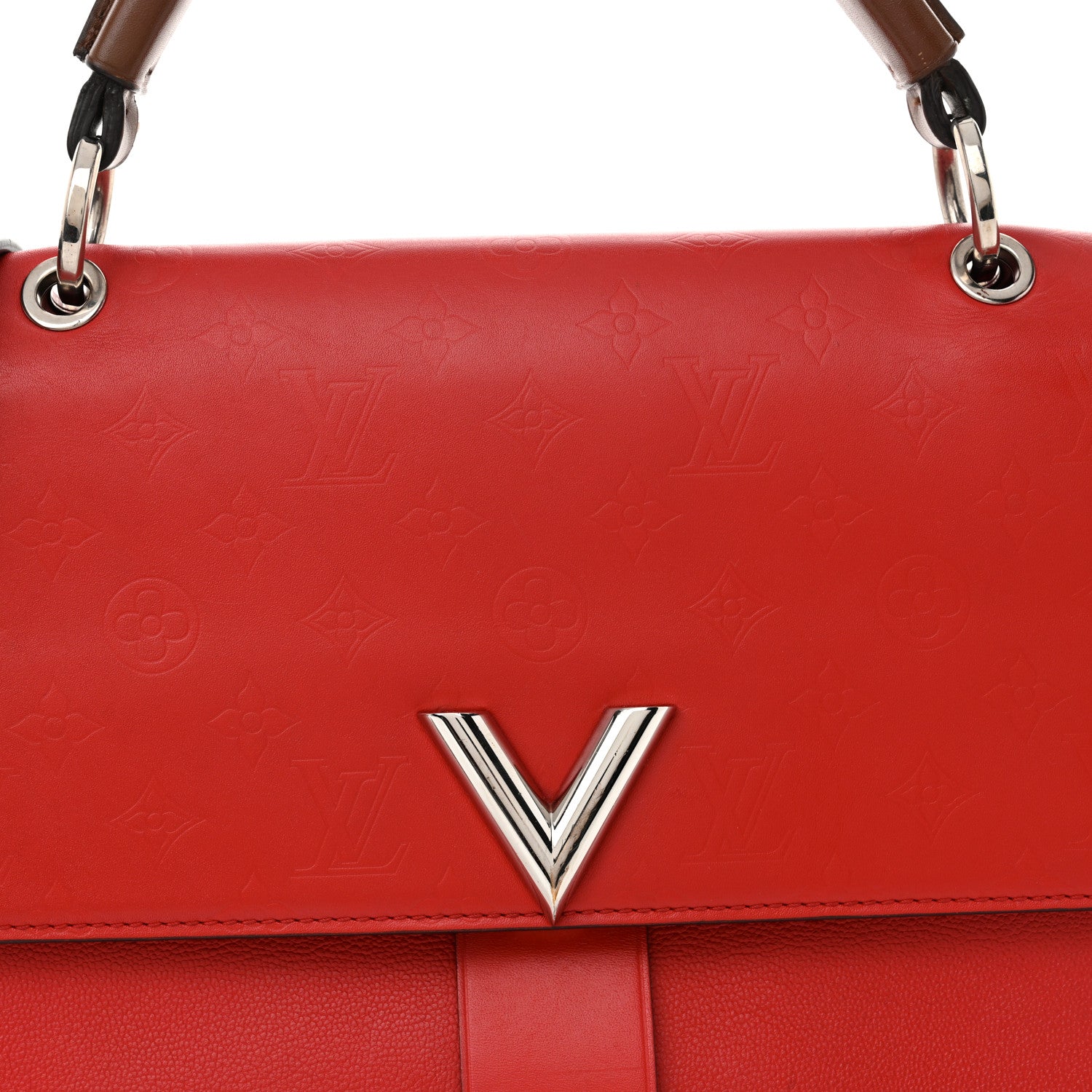 Louis Vuitton Monogram Cuir Plume Ecume Very Handle Shoulder Bag Rouge Rubis Noisette 7 of 12