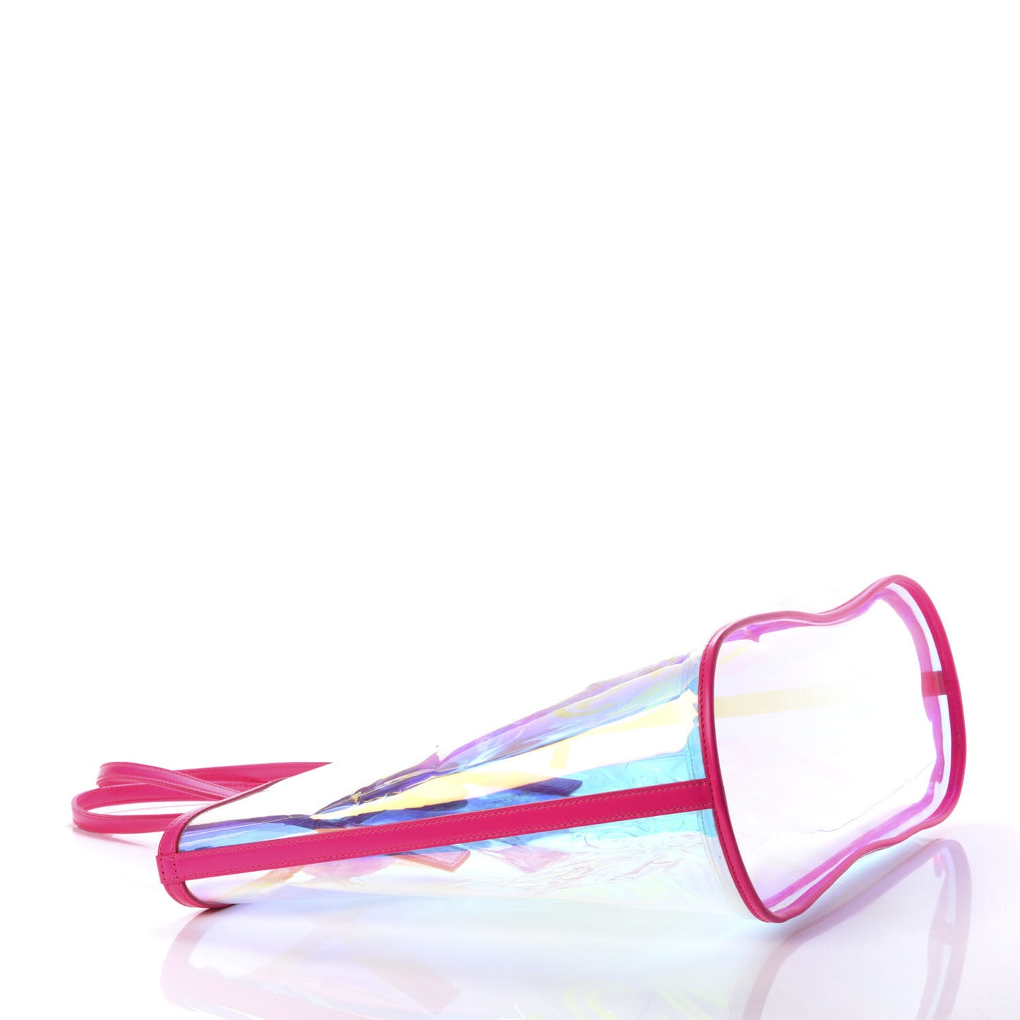 Iridescent PVC Shopper Tote Neon Pink Hologram
