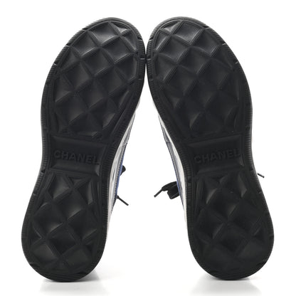 Chanel Suede Calfskin Mixed Fibers CC Sneakers 40 Navy 5 of 8