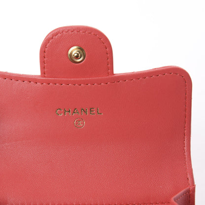 Chanel Lambskin Quilted Flap Card Holder Wallet Coral 5 of 7