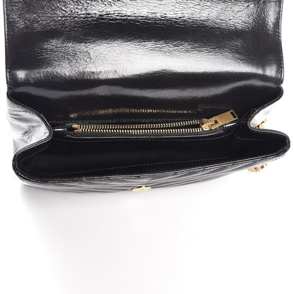 Saint Laurent Cracked Shiny Calfskin Matelasse Chevron Monogram Medium College Bag Black 5 of 14