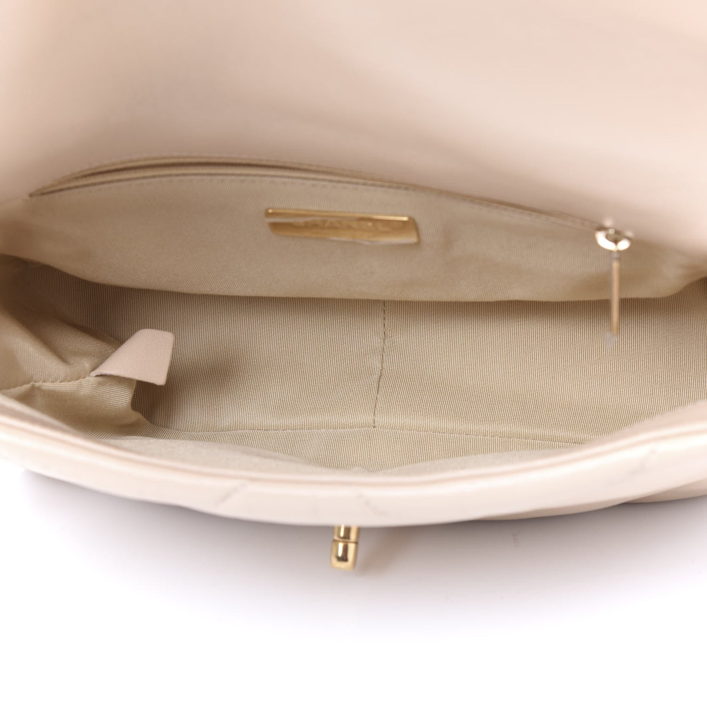 Lambskin Quilted Medium 19 Flap Beige