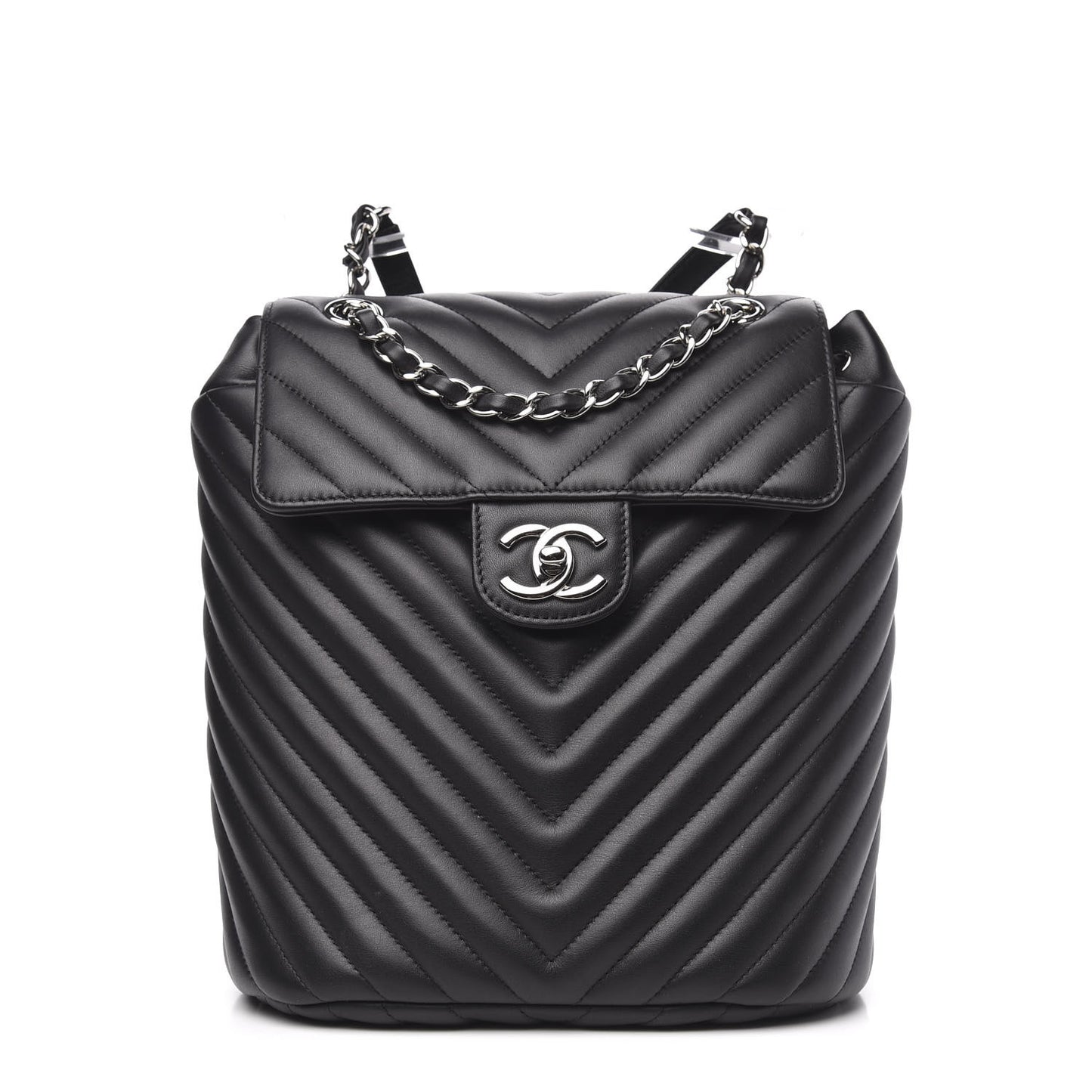 Calfskin Chevron Quilted Small Urban Spirit Backpack Black