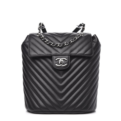 Chanel Calfskin Chevron Quilted Small Urban Spirit Backpack Black 1 of 8