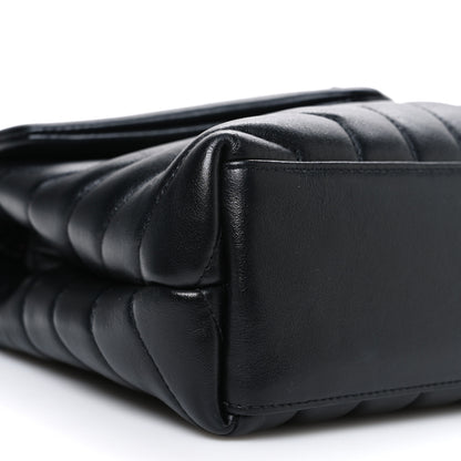 Saint Laurent Calfskin Y Quilted Monogram Monochrome Small Loulou Chain Satchel Black 9 of 11