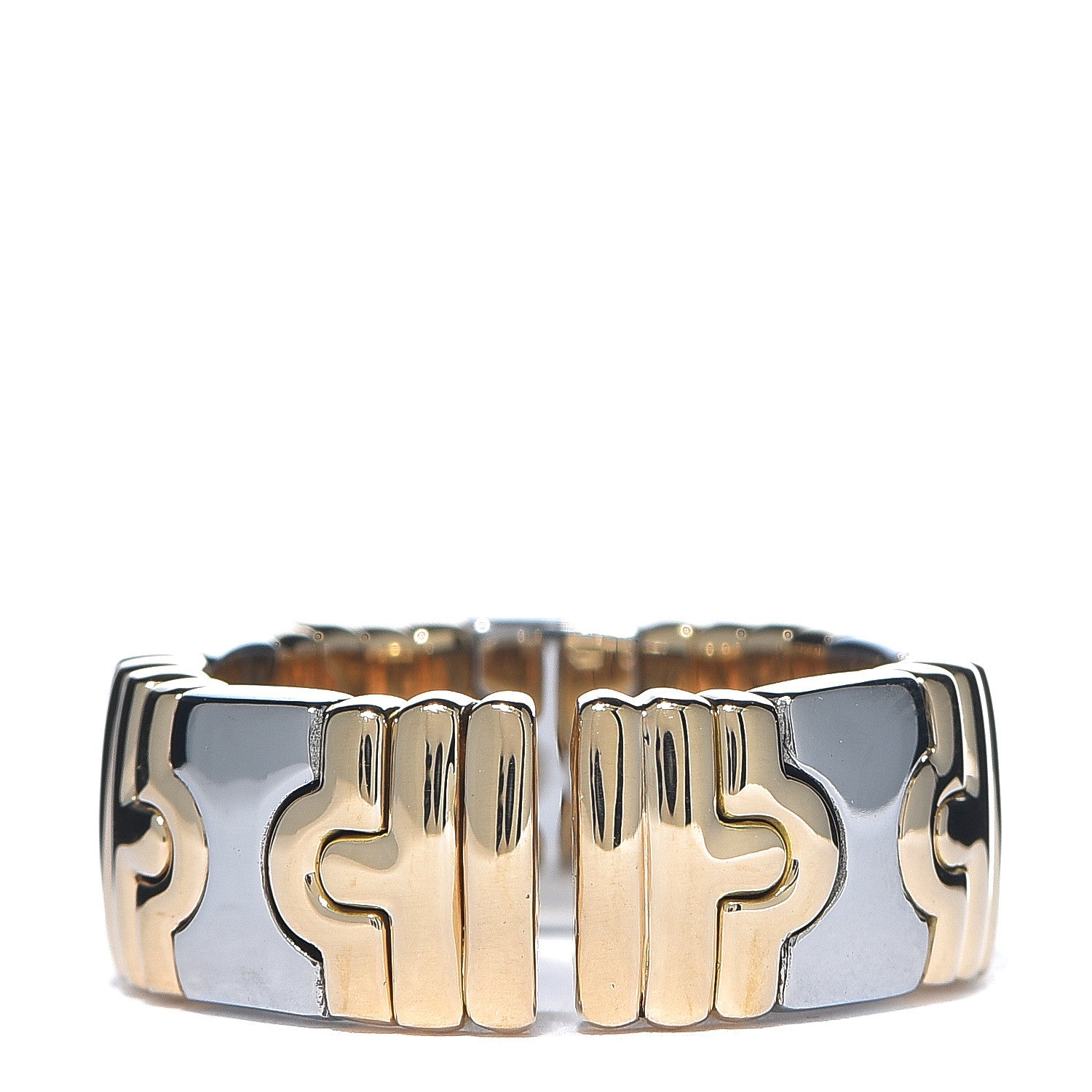 Bulgari Stainless Steel 18K Yellow Gold Parentesi Band Ring 54 6.75 3 of 4