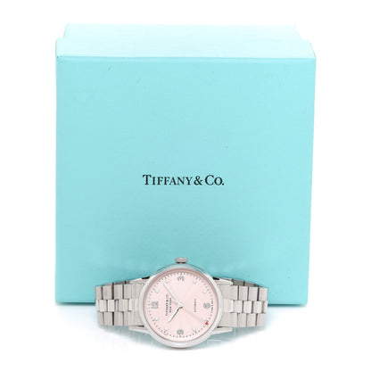 Tiffany Stainless Steel Diamond 34mm CT60 3-Hand Automatic Watch Pink 5 of 5