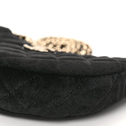 Chanel Velvet Crystal Quilted Chain Hobo Black 11 of 11